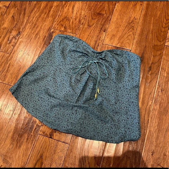 Anthro Maeve Teal Hieroglyphics Tube Top, 8 - Picture 11 of 13